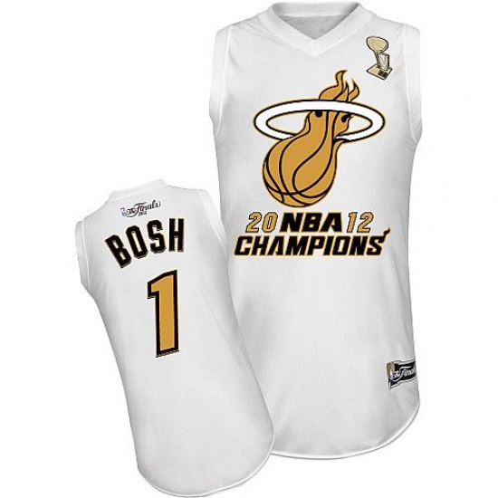 Men's Majestic Miami Heat #1 Chris Bosh Authentic White Finals Champions NBA Jersey - Ujersey