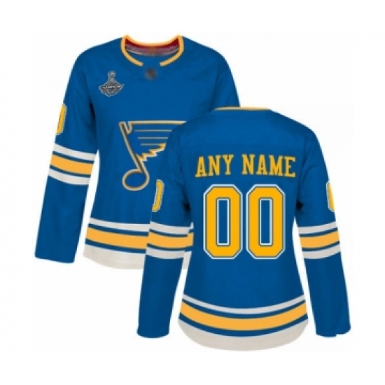 Women's St. Louis Blues Customized Authentic Navy Blue Alternate 2019 Stanley Cup Champions Hockey Jersey - Ujersey