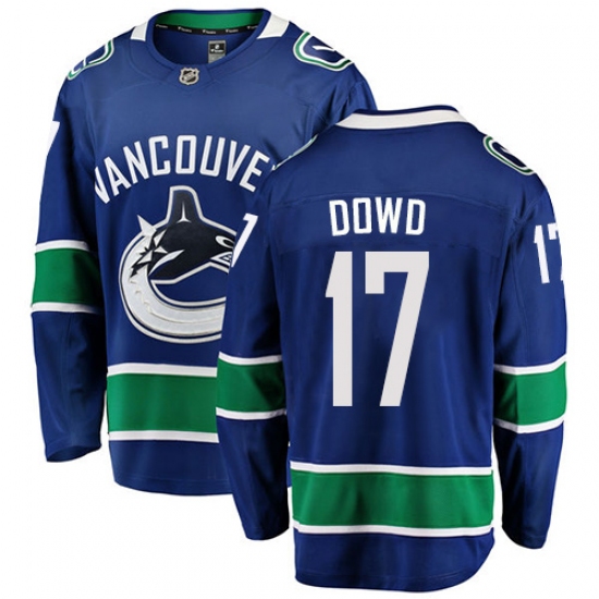 Youth Vancouver Canucks #17 Nic Dowd Fanatics Branded Blue Home Breakaway NHL Jersey - Ujersey