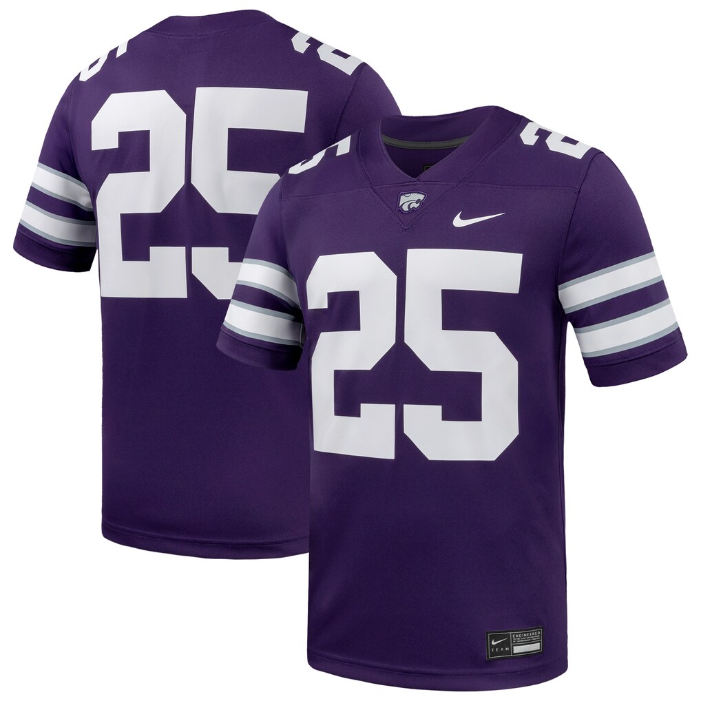 Men's Nike #25 Purple Kansas State Wildcats Game Football Jersey - U-jersey