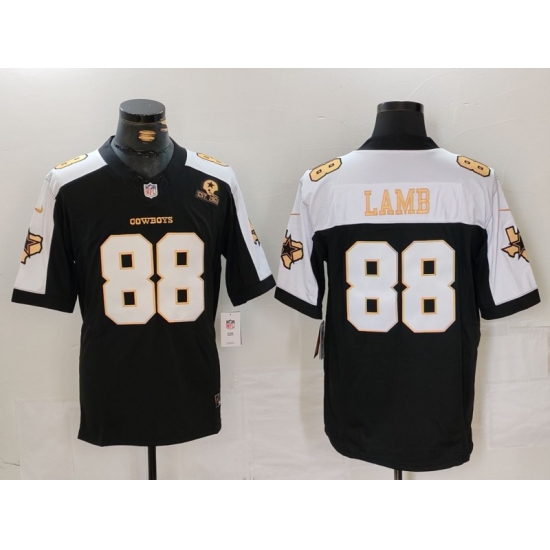 Men's Dallas Cowboys #88 CeeDee Lamb Blue Gold Name Thanksgiving FUSE Vapor Limited Stitched Jersey - Ujersey
