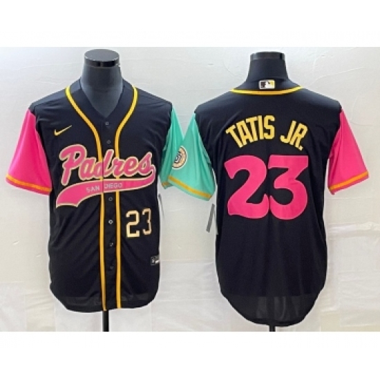 Men's San Diego Padres #23 Fernando Tatis Jr Number Black NEW 2023 City Connect Cool Base Stitched Jersey - Ujersey