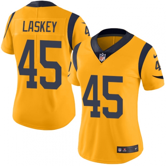 Women's Nike Los Angeles Rams #45 Zach Laskey Limited Gold Rush Vapor Untouchable NFL Jersey - Ujersey