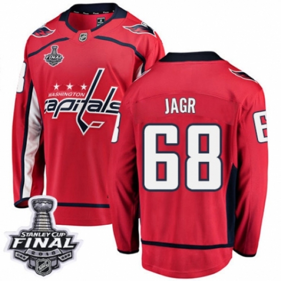 Men's Washington Capitals #68 Jaromir Jagr Fanatics Branded Red Home Breakaway 2018 Stanley Cup Final NHL Jersey - Ujersey
