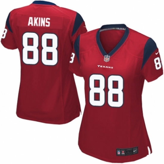 Women's Nike Houston Texans #88 Jordan Akins Game Red Alternate NFL Jersey - Ujersey