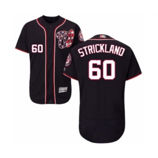 Men's Washington Nationals #60 Hunter Strickland Navy Blue Alternate Flex Base Authentic Collection Baseball Player Jersey - Ujersey