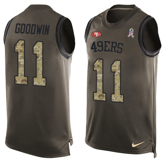 Men's Nike San Francisco 49ers #11 Marquise Goodwin Limited Green Salute to Service Tank Top NFL Jersey - Ujersey