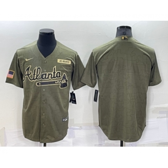 Men's Atlanta Braves Blank Camo Salute To Service Cool Base Stitched Jersey - Ujersey