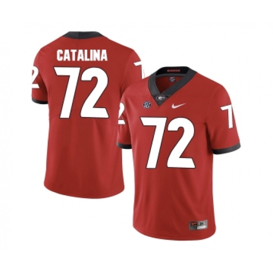 Georgia Bulldogs 72 Tyler Catalina Red College Football Jersey - Ujersey