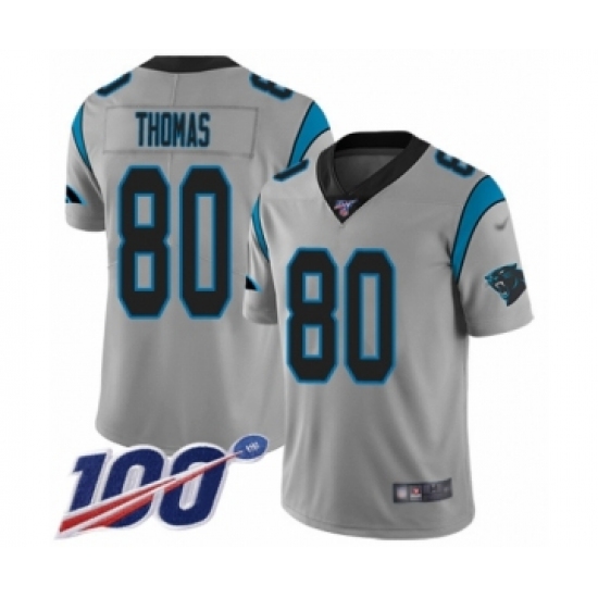 Youth Carolina Panthers #80 Ian Thomas Silver Inverted Legend Limited 100th Season Football Jersey - Ujersey
