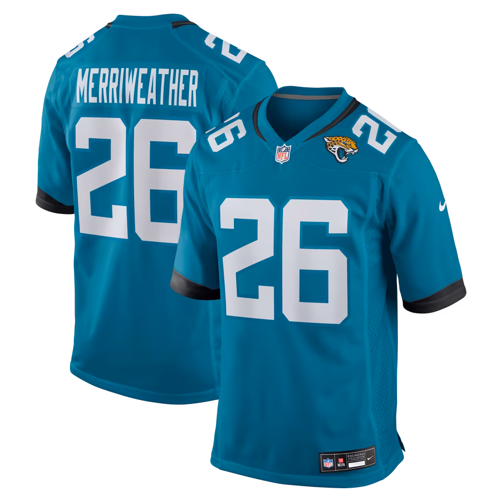 Men's Jacksonville Jaguars Kaevon Merriweather Nike Teal Team Game Jersey - Ujersey Shop