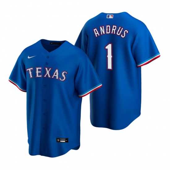Men's Nike Texas Rangers #1 Elvis Andrus Royal Alternate Stitched Baseball Jersey - Ujersey