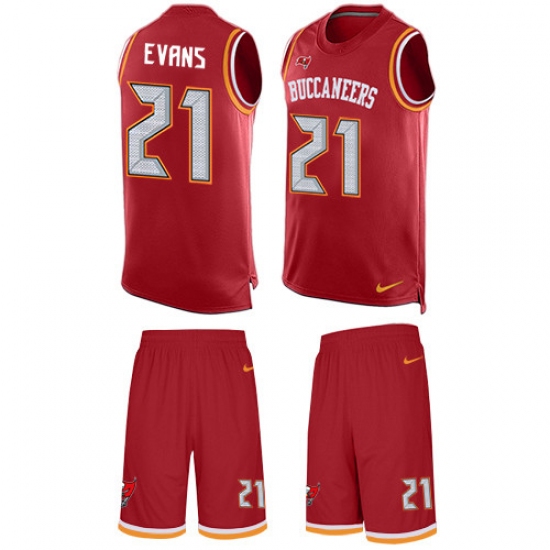 Men's Nike Tampa Bay Buccaneers #21 Justin Evans Limited Red Tank Top Suit NFL Jersey - Ujersey