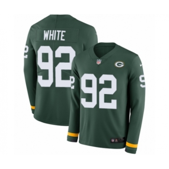 Youth Nike Green Bay Packers #92 Reggie White Limited Green Therma Long Sleeve NFL Jersey - Ujersey