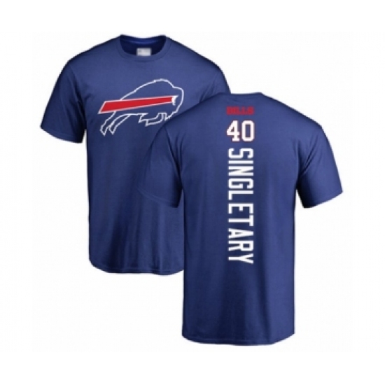 Football Buffalo Bills #40 Devin Singletary Royal Blue Backer T-Shirt - Ujersey