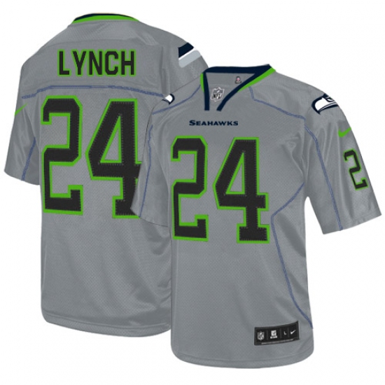 Men's Nike Seattle Seahawks #24 Marshawn Lynch Elite Lights Out Grey NFL Jersey - Ujersey
