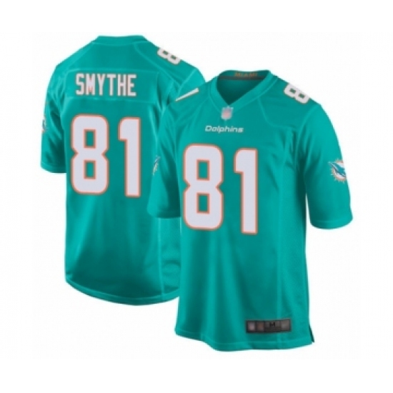 Men's Miami Dolphins #81 Durham Smythe Game Aqua Green Team Color Football Jersey - Ujersey