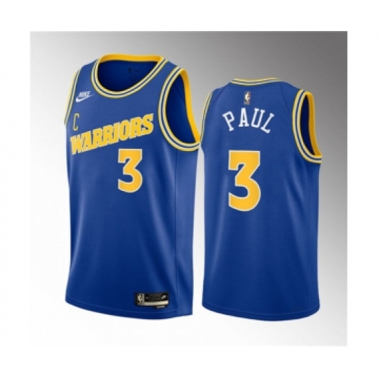 Men's Golden State Warriors #3 Chris Paul Blue Classic Edition Stitched Basketball Jersey - Ujersey