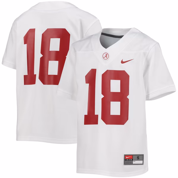 Youth Nike #18 White Alabama Crimson Tide Untouchable Football Team Jersey - Ujersey