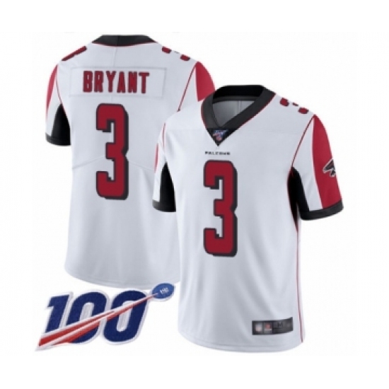 Men's Atlanta Falcons #3 Matt Bryant White Vapor Untouchable Limited Player 100th Season Football Jersey
