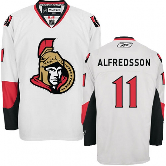 Men's Reebok Ottawa Senators #11 Daniel Alfredsson Authentic White Away NHL Jersey - Ujersey