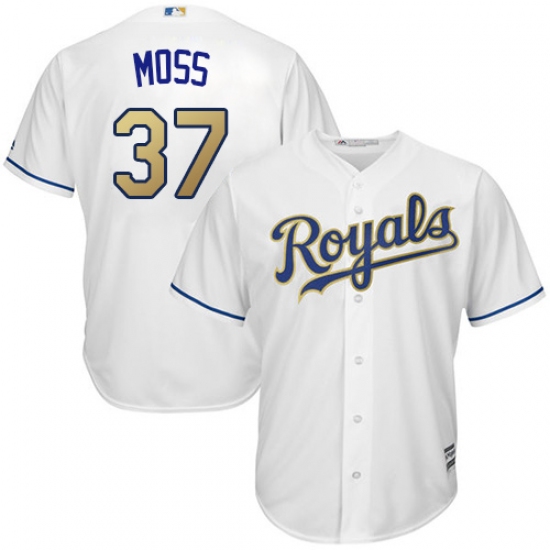 Youth Majestic Kansas City Royals #37 Brandon Moss Authentic White Home Cool Base MLB Jersey - Ujersey