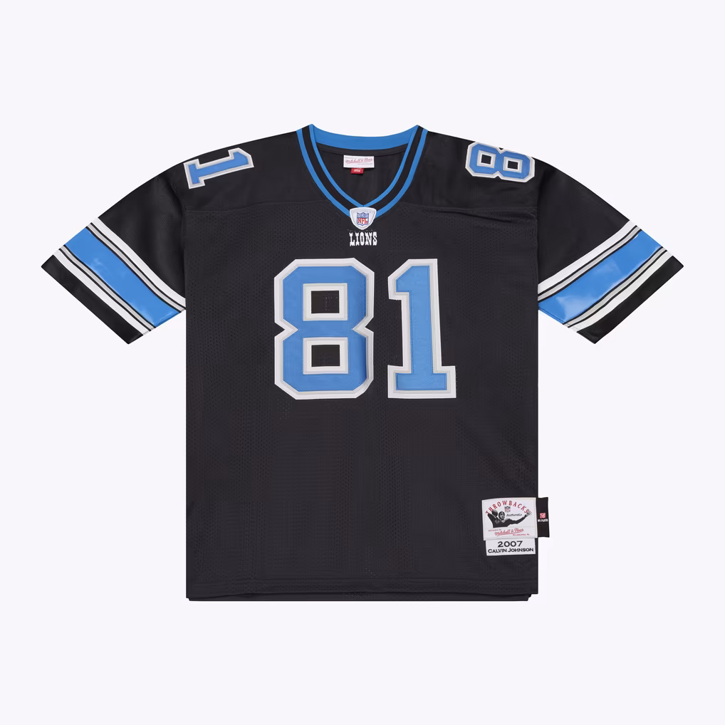 Men's Detroit Lions Calvin Johnson Mitchell & Ness Black 2007 Authentic Throwback Jersey