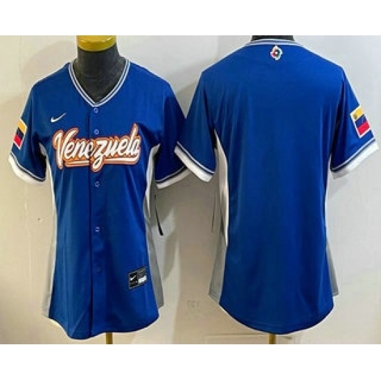 Women's Venezuela Blank Blue 2026 World Baseball Classic Cool Base Jersey - Ujersey