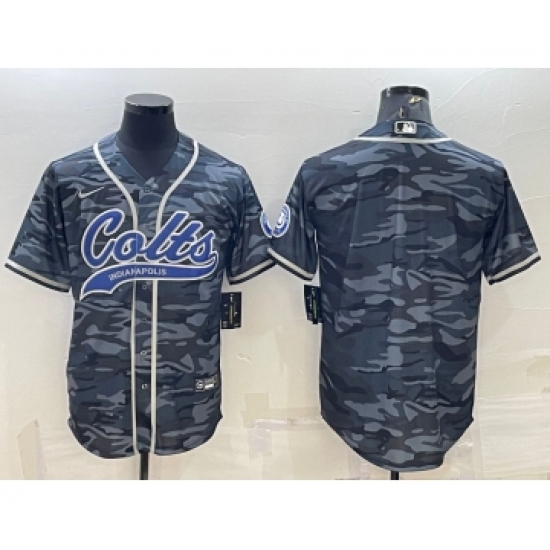 Men's Indianapolis Colts Blank Grey Camo With Patch Cool Base Stitched Baseball Jersey - Ujersey