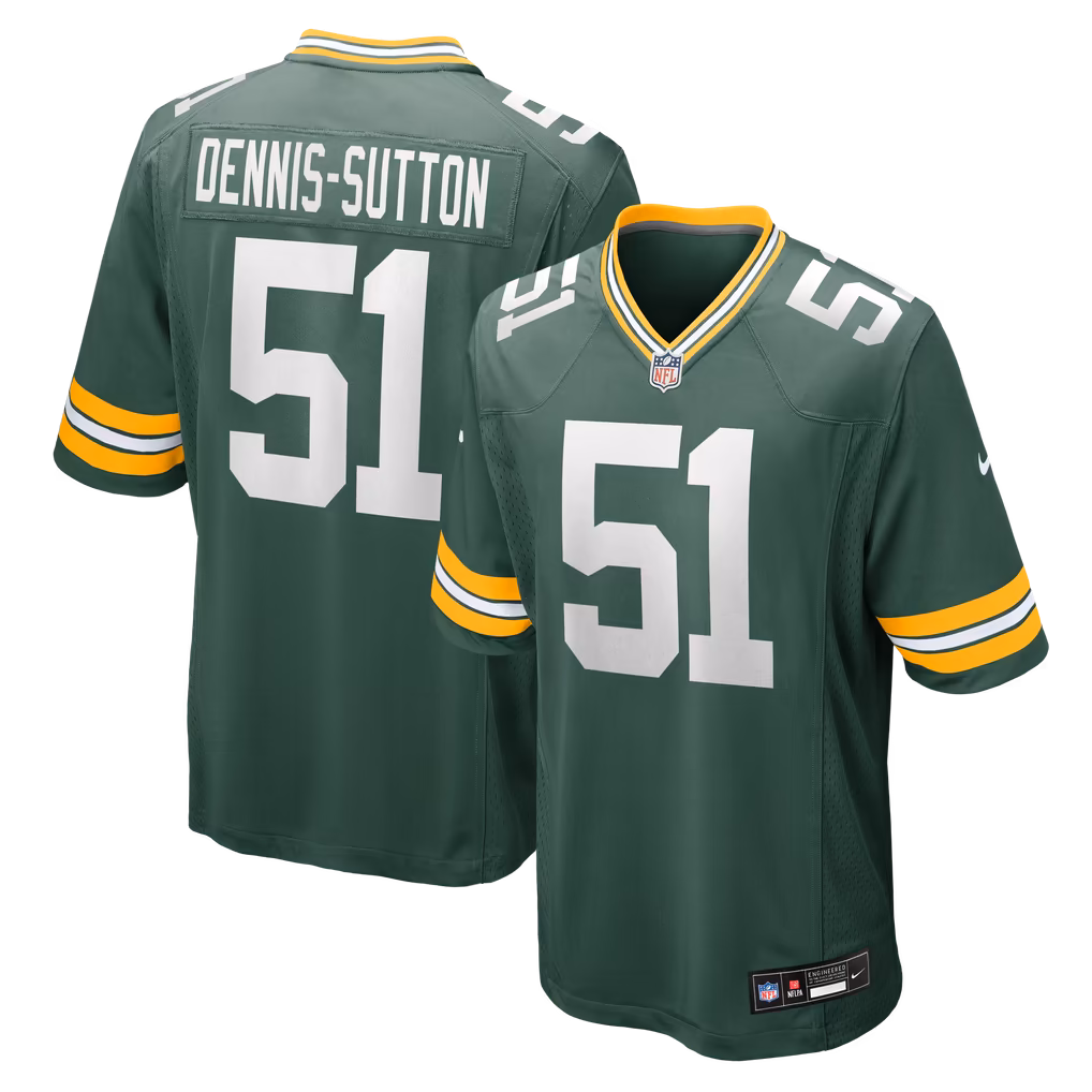 Men's Green Bay Packers Dani Dennis-Sutton Nike Green Team Game Jersey - U-jersey