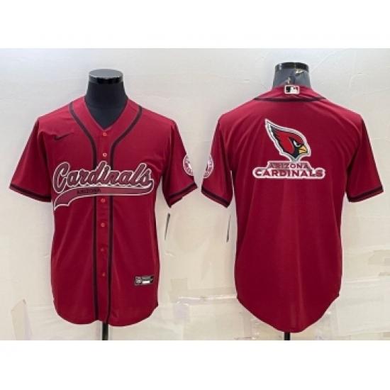 Men's Arizona Cardinals Red Team Big Logo With Patch Cool Base Stitched Baseball Jersey - Ujersey