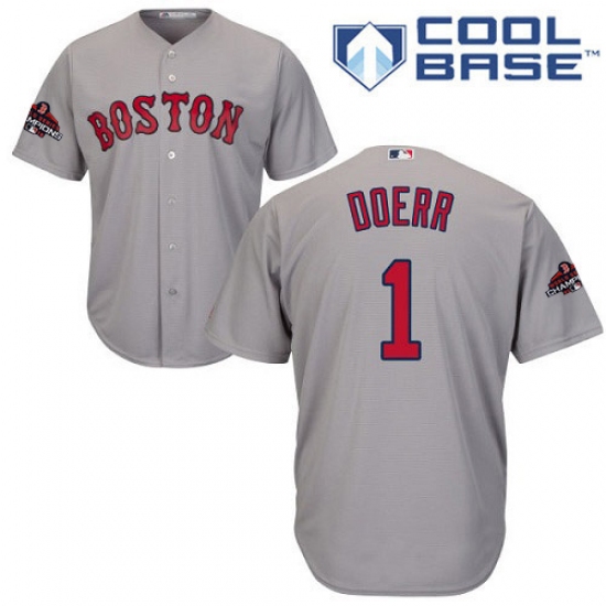 Youth Majestic Boston Red Sox #1 Bobby Doerr Authentic Grey Road Cool Base 2018 World Series Champions MLB Jersey - Ujersey