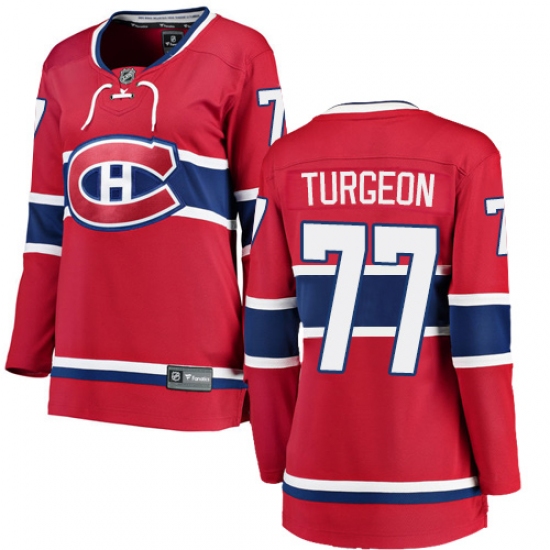 Women's Montreal Canadiens #77 Pierre Turgeon Authentic Red Home Fanatics Branded Breakaway NHL Jersey - Ujersey