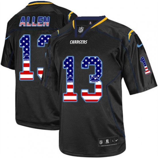 Men's Nike Los Angeles Chargers #13 Keenan Allen Elite Black USA Flag Fashion NFL Jersey - Ujersey