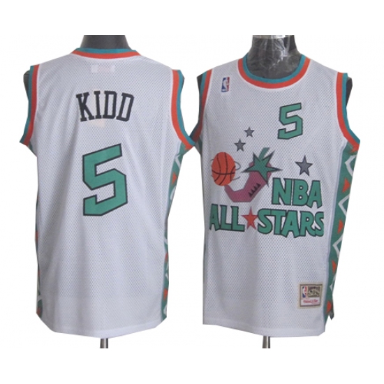 Men's Mitchell and Ness Dallas Mavericks #5 Jason Kidd Authentic White 1996 All Star Throwback NBA Jersey - Ujersey
