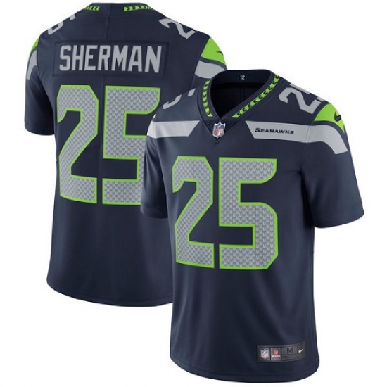 Youth Nike Seattle Seahawks #25 Richard Sherman Steel Blue Team Color Vapor Untouchable Limited Player NFL Jersey - Ujersey