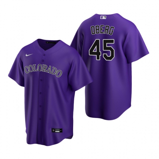 Men's Nike Colorado Rockies #45 Scott Oberg Purple Alternate Stitched Baseball Jersey - Ujersey