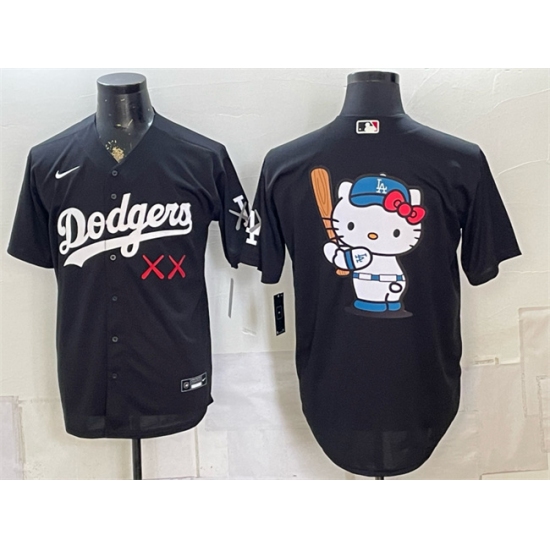 Men's Los Angeles Dodgers x KAWS Team Big Logo Black Vapor Premier Limited Stitched Baseball Jersey