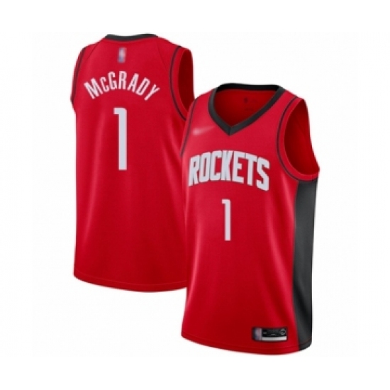 Men's Houston Rockets #1 Tracy McGrady Authentic Red Finished Basketball Jersey - Icon Edition - Ujersey
