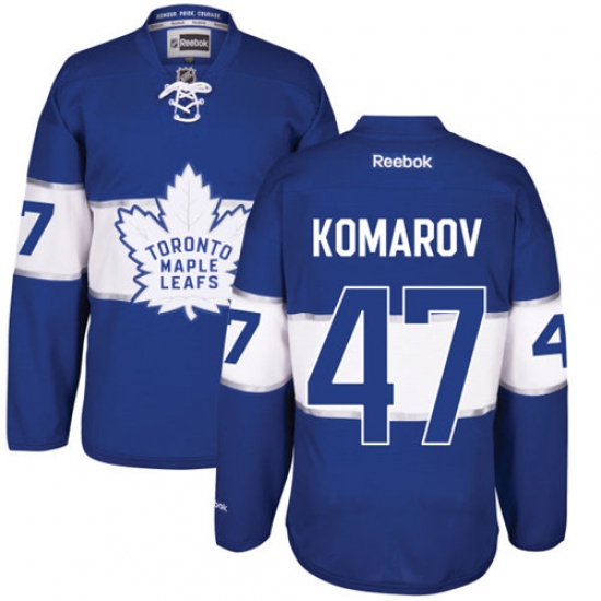 Men's Reebok Toronto Maple Leafs #47 Leo Komarov Authentic Royal Blue 2017 Centennial Classic NHL Jersey - Ujersey