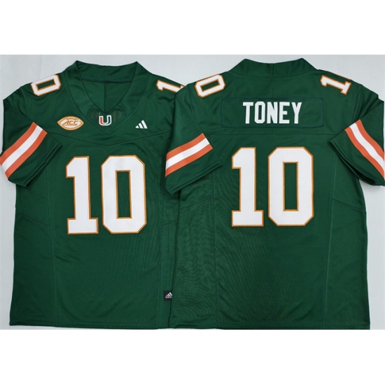 Men's Miami Hurricanes #10 Malachi Toney Green F.U.S.E. 2026 Stitched Football Jersey