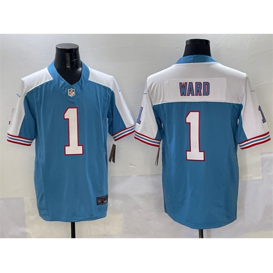 Men's Tennessee Titans #1 Cameron Ward Blue White 2025 Draft F.U.S.E. Vapor Limited Football Stitched Jersey - Ujersey