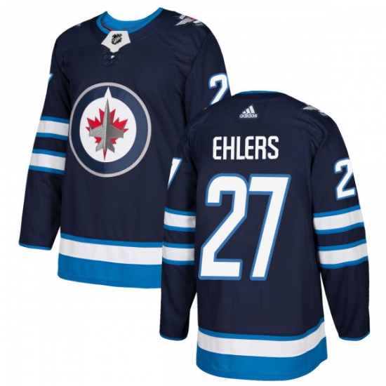 Men's Adidas Winnipeg Jets #27 Nikolaj Ehlers Authentic Navy Blue Home NHL Jersey - Ujersey