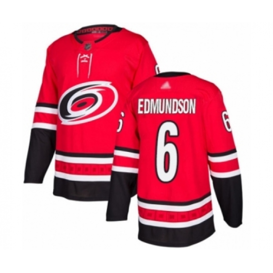 Youth Carolina Hurricanes #6 Joel Edmundson Authentic Red Home Hockey Jersey - Ujersey