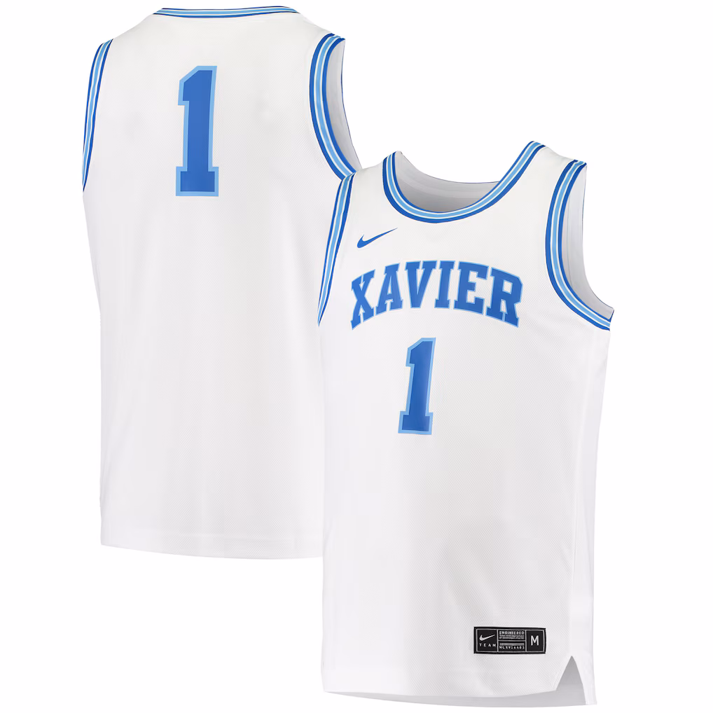 Men's Nike #1 White Xavier Musketeers Replica Basketball Jersey