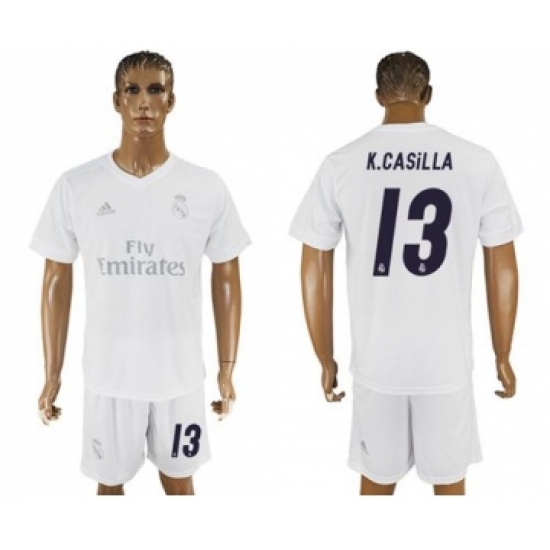 Real Madrid #13 K.Casilla Marine Environmental Protection Home Soccer Club Jersey