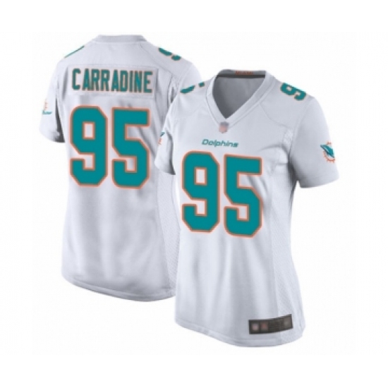 Women's Miami Dolphins #95 Tank Carradine Game White Football Jersey - Ujersey