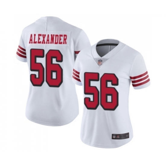 Women's San Francisco 49ers #56 Kwon Alexander Limited White Rush Vapor Untouchable Football Jersey - Ujersey