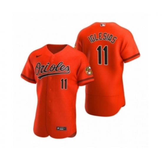 Men's Baltimore Orioles #11 Jose Iglesias Nike Orange Authentic 2020 Alternate Jersey - Ujersey