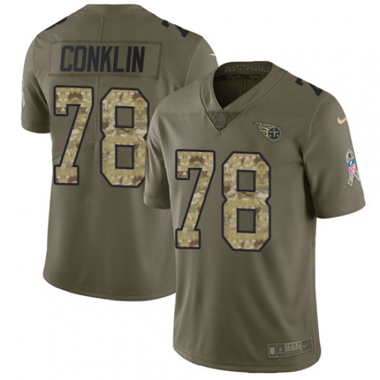 Men's Nike Tennessee Titans #78 Jack Conklin Limited Olive/Camo 2017 Salute to Service NFL Jersey - Ujersey